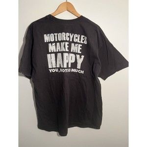 Hanes Tagless Motorcycles Make Me Happy You, Not So Much Black SS Tshirt 2XL